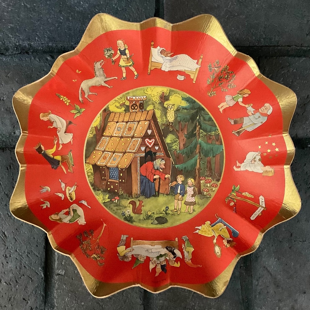 Vintage Germany Fairytale Pressed Paper Bowl Tray Nursery Child Art Wall Decor